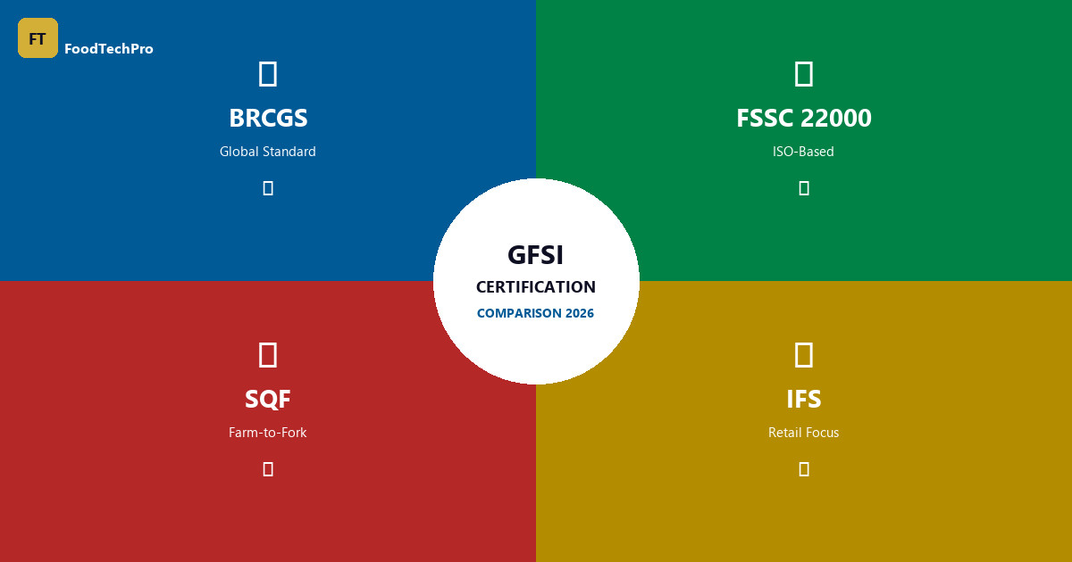 GFSI Certification Comparison 2026: BRCGS vs FSSC 22000 vs SQF vs IFS — Complete Guide